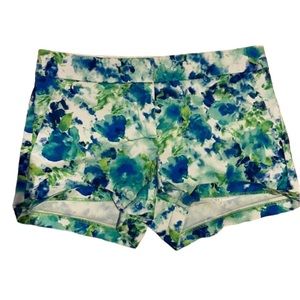 Forever 21 Essentials Womens Floral Tab Front Shorts Size 4 BlueGreen Warercolor